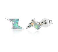 TGNEL Titanium Earrings Lightning Bolt Earrings Studs Created Opal/Plain, Flash Thunder Hypoallergenic Earrings for Men Women Sensitive Ears, Titanium, No Gemstone