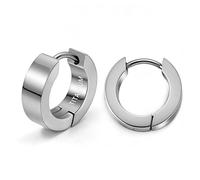 TGNEL Titanium Mens Earrings Hoop Small Huggie Earrings for Men for Sensitive Ears Polished Silver