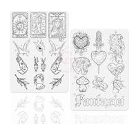 TgoBeauty Double Sided Pre-Printed Tiny Tattoo Practice Skin with Stencil - White/Pink Fine Line Tattoo Skins for Training (4pcs)