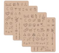 TgoBeauty Double Sided Tattoo Practice Skin - Front: Space/Animals/Geometry, Back: Angels / Text, Silicone Sheet for Beginners (Type F-Pink Skin-4pcs)