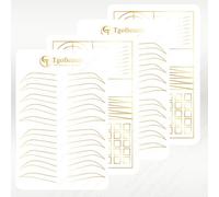 TgoBeauty Silicone Eyebrow Practice Skin Double Sides Permanent Makeup Microblading Practice Fake Skins for Tattoo Beginners and Artists (4pcs White Pad with Golden Outline)