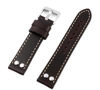 TGPGZHZFNA 20mm 22mm Vintage Leather Rivets Watch Band Strap Coffee Brown Watchband Stainless Steel Buckle Wrist Belt Bracelet for Men watch band(Coffee,22mm)