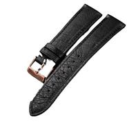 TGPGZHZFNA Black Brown Ostrich Leather Strap 18 19 20 21 22MM Soft Watchband Vintage Style Men Bracelet Handmade watch band(Black rose gold,21mm)
