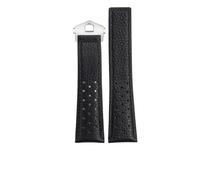 TGPGZHZFNA Fit For TAG Heuer For MONACO CARRERA CAW211R Leather Watchband With Folding Buckle Lychee Print Cowhide Strap Bracelet watch band(Black Silver)
