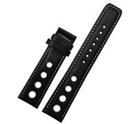 TGPGZHZFNA Fit For Tissot 1853 Sports Racing Series PRS516 T91 Watchband Cowhide 20mm For Chopin Watch Band Genuine Leather Straps watch band(Black white no clasp)