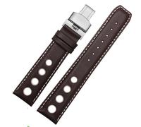 TGPGZHZFNA Fit For Tissot 1853 Sports Racing Series PRS516 T91 Watchband Cowhide 20mm For Chopin Watch Band Genuine Leather Straps watch band(Brown white silver)