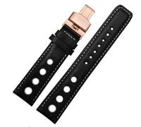 TGPGZHZFNA Fit For Tissot 1853 Sports Racing Series PRS516 T91 Watchband Cowhide 20mm For Chopin Watch Band Genuine Leather Straps watch band(Black white RG)