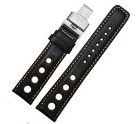 TGPGZHZFNA Fit For Tissot 1853 Sports Racing Series PRS516 T91 Watchband Cowhide 20mm For Chopin Watch Band Genuine Leather Straps watch band(Black yellow silver)