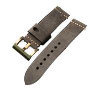 TGPGZHZFNA Handmade Bronze Watch Bracelet, Pure Buckle 26MM Vintage Men's, Head Layer Cowhide Brown Gray watch band(Grey B Buckle)