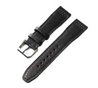 TGPGZHZFNA Handmade Top Layer Cowhide Watchband, 20MM 21MM 22MM Brown Black Suitable Fit For Pilots Men's Soft Bracelet watch band(A Silver Buckle,20mm)