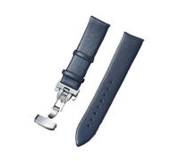 TGPGZHZFNA Leather Watchband 18mm 20mm 22mm with Stainless Steel Men Women Casual Wristband watch band(Blu,22mm)