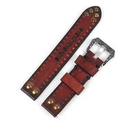 TGPGZHZFNA Retro Leather Watch Strap 18mm 20mm 22mm 24mmWatchband Fit For Panerai Brushed Stainless Steel Carved Clasp Accessories watch band(Black,22mm)