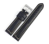 TGPGZHZFNA Retro Oil Wax Leather Strap 20mm 22mm Bright Watchband for Women Men Soft Waterproof Wristband Accessories watch band(Blue-yellow line,20mm)