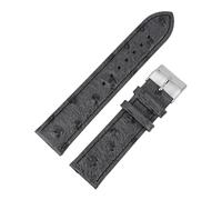TGPGZHZFNA Vintage Genuine Leather Watchband 18mm 20mm 22mm Ostrich Pattern Black Watch Strap Belt for Men Watch Accessories watch band(Gray black,22mm)