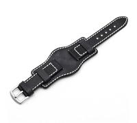 TGPGZHZFNA Vintage Handmade Watch Strap 20mm 22mm 24mm Cuff Genuine Leather Watchbands with Mat Cowhide Band fit for Fossil Watch watch band(Black,22mm)