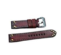 TGPGZHZFNA Vintage Leather Watch Strap 18mm 20mm 22mm 24mm Carved Silver Buckle Bracelet Thick Rivet Watchband for Men Watch Accessories watch band(Black,24mm)