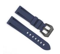 TGPGZHZFNA Waterproof Silicone Watch Strap 20mm 22mm 24mm Stainless Steel Silver Black Buckle Watchband Replacement Fit For Panerai Customized watch band(Blue-black buckle,22mm)