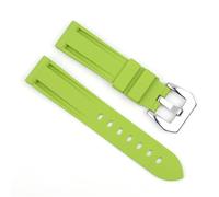 TGPGZHZFNA Waterproof Silicone Watch Strap 20mm 22mm 24mm Stainless Steel Silver Black Buckle Watchband Replacement Fit For Panerai Customized watch band(Green-silver buckle,22mm)