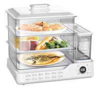 TGPSMDXKV 3 Tier Electric Food Steamer for Cooking, Vegetable Steamer Touch The Visual Panel Hot Food Heater with Baskets, 12H Booking, Independent Water