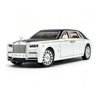 TGRCM-CZ 1:24 Rolls-Royce Phantom Model Car, Zinc Alloy Pull Back Toy Diecast Toy Cars with Sound and Light for Kids Boy Girl Gift(White)