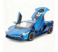 TGRCM-CZ 1/32 Scale Lamborghini Sián FKP37 Car Model Toy, Sound and Light Pull Back Car Zinc Alloy Casting Toys for Kids Boy Girl Gift (Blue)
