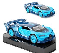 TGRCM-CZ Bugatti Vision GT Supercar 1/32 Zinc Alloy Die Casting Pull Back Car Model Toy Sound and Light for Boy Girl Gift (Blue)
