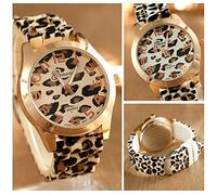 TGRTY Fashion Women Watches Women Watch Round Fashion Silicone Watches Woman Quartz Watch Casual Leopard Ladies Wrist Watch (Color : White)