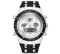 TGRTY Men's Fashion Watches Sport Quartz Wrist Watch Men Waterproof Watches LED Digital Watches Men Quartz Wristwatch Clock Male Men's Watches Sturdy (Color : White)