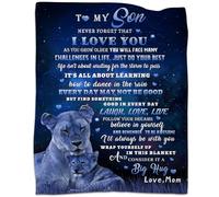 tgruihm Son Gifts from Mom - Son Blanket, Lion Blanket, Blue Lion, 80"x60", Flannel, Throw Blanket