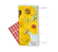 TGSC 2027 Pocket Diary with Planner Stickers, Van Gogh Sunflowers Design, Week to View Journal with Ribbon Marker, Hardback Casebound Notebook for Men and Women, 176 x 86 mm