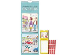 TGSC | 2027 Slimline Calendar The Funny Side of Life (His & Hers) with Planning Stickers, (Jan-Dec 2027) Planner with UK Holidays, Fun Gift Idea, For Home, Office, 42 x 15 cm
