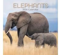 TGSC | Elephants 2026 Calendar 16 Month (Sept 2025-Dec 2026) Family Square Wall Calendar 2026 UK | Planner with Large Grid for Home or Office Organisation - Animals 2026/2025 Calendar UK