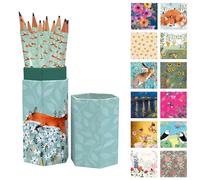 TGSC | Foxy Tales | The Gifted Stationery Set of 12 Pre-Sharpened HB Pencils for Sketching & Writing - Wooden Lead Pencil Set with Aesthetic Case Ideal for School, Office & Art Use | Stationery Kit