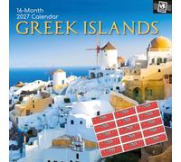 TGSC | Greek Islands 2027 Calendar with Stickers | Home & Office Planner | 16-Month Square Wall Calendar | Month to View | Marked UK Holidays | Spacious Grid for Notes | High Quality Print | 30x30 cm