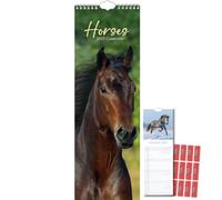 TGSC | Horses 2027 Slimline Calendar with Planning Stickers, (Jan-Dec 2027) Planner with UK Holidays, For Home, Office, Kitchen Organisation, 42 x 15 cm