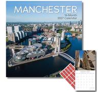 TGSC | Manchester 2027 Calendar with Planner Stickers, 16-Month Square Wall Calendar (Sept 2026 to Dec 2027), City Photography, Home and Office Organiser, 30 x 30 cm