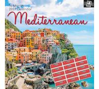 TGSC | Mediterranean 2027 Calendar with Stickers | Home & Office Planner | 16-Month Square Wall Calendar | Month to View | Marked UK Holidays | Spacious Grid for Notes | High Quality Print | 30x30 cm