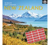 TGSC | New Zealand 2027 Calendar with Stickers | Home & Office Planner | 16-Month Square Wall Calendar | Month to View | Marked UK Holidays | Spacious Grid for Notes | High Quality Print | 30x30 cm