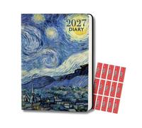 TGSC Van Gogh 2027 A5 Diary with Organisational Stickers, Page per Day Starry Night Hardback Planner, Journal Notebook with Ribbon Marker for Men and Women, 320 Pages, 217 x 153mm