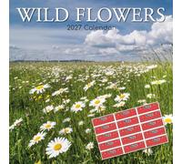 TGSC | Wild Flowers 2027 Calendar with Stickers | Home & Office Planner | 16-Month Square Wall Calendar | Month to View | Marked UK Holidays | Spacious Grid for Notes | High Quality Print | 30x30 cm