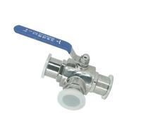 TGSYMTWA Ф32mm 304 Stainless Steel Ball Valve 3 Three Way OD 50.5mm Tri Clamp Ferrule Type For Food Homebrew Diary(TType)