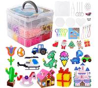 TGTT Fuse Beads for Kids Craft Art - 10000pcs 5mm Iron Beads Set for Kids with 4 Pegboards, 2 Tweezers, Ironing Paper, Chain Accessories for DIY Crafts
