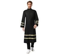 TGUVGRHH Clergy Muslim Robe,Priest Clergy Vestment Robes,Pulpit Liturgical Vestment Cassock for Church & Halloween Carnival Party (Black, XL)