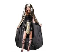 TGUVGRHH Halloween Egyptian Queen Costume,Women Egyptian Costume Dress with Egyptian Headpiece,Ancient Egyptians Cosplay Dresses for Halloween,Carnival,Make up Ball (Balck+Gold, XL)