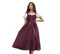 TGUVGRHH Women Medival Renaissance Dress,Victorian Costume Spaghetti Strap Dresses with Corset,Adjustable Shoulder Straps,Cottagecore Dress with Sleeveless for LARP Costume,Theme Party (Wine Red, L)