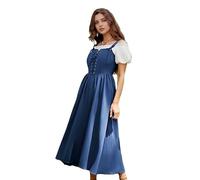 TGUVGRHH Women Medival Renaissance Dress,Victorian Costume Spaghetti Strap Dresses with Corset,Adjustable Shoulder Straps,Cottagecore Dress with Sleeveless for LARP Costume,Theme Party (Deep Blue, L)