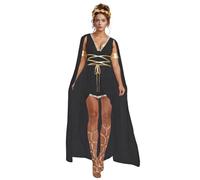 TGUVGRHH Women's Greek Goddess Costume,Ancient Greek Goddess Dress,Sexy Roman Queen Dress Outfit for Halloween Carnival Party (Black, L)