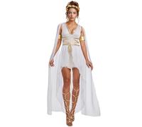TGUVGRHH Women's Greek Goddess Costume,Ancient Greek Goddess Dress,Sexy Roman Queen Dress Outfit for Halloween Carnival Party (White, XL)