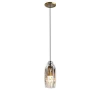TGVFRIOO 3.94in Bedroom Pendant Light Postmodern Geometric Crystal Hanging Lamp E14 Single-Head Copper-Tone Chandelier Suitable for Dining Rooms, Cafes, Lighting Fixtures
