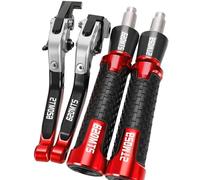 TGVSELPJ Motorcycle Part for Ducati 620MONSTER 620MTS 620 MTS 2003 2004 2005 2006 22MM Hand Grips Handlebar End Motorcycle Adjustable Brake Clutch Levers(Gray red)